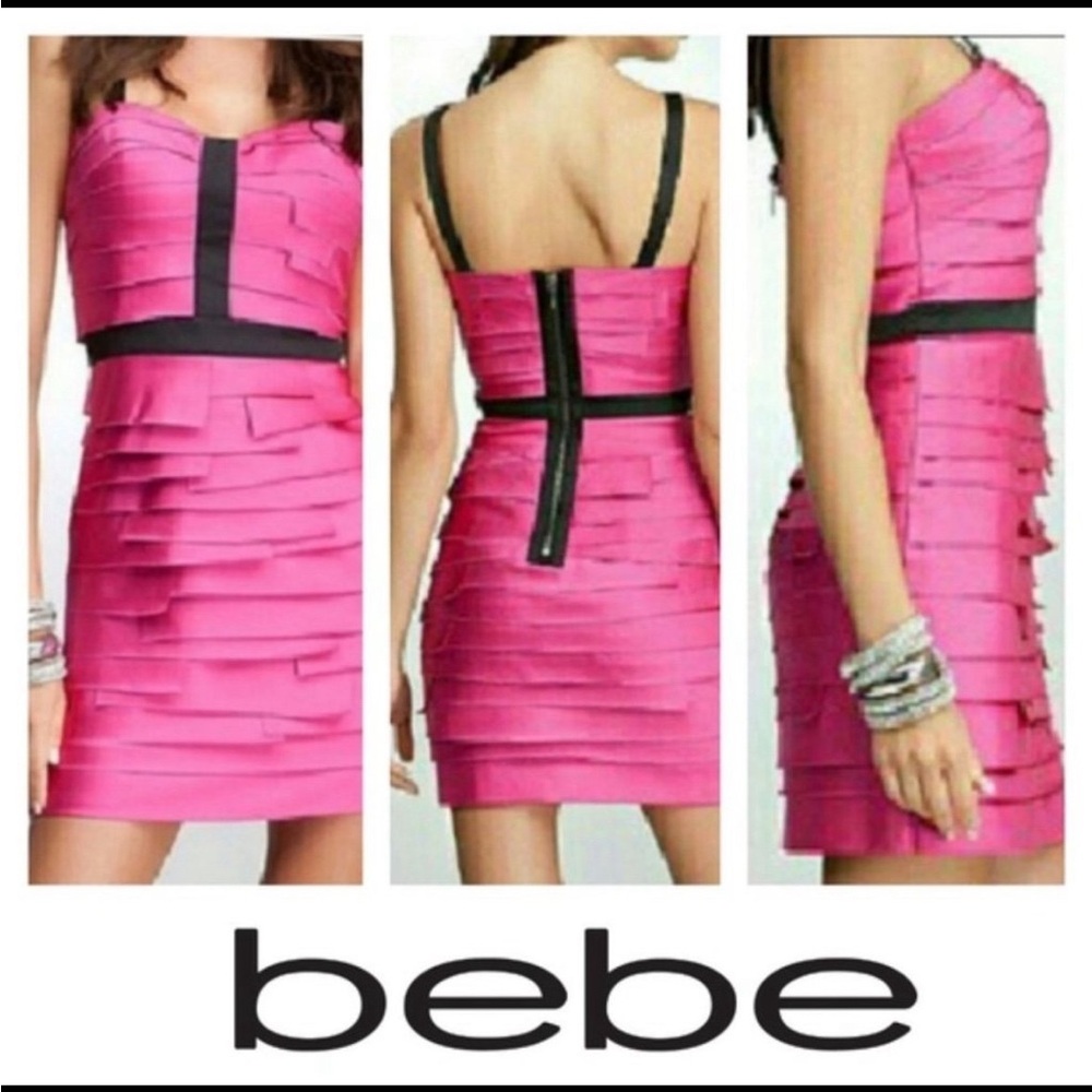 Bebe Pink Layered Dress XS